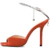 imageFSJ Women Crystal Chain Ankle Straps Heeled Sandals Square Open Toe Rhinestones Buckle Sexy Strappy Stiletto Evening Party Dress Shoes Size 415 USOrange