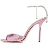 imageFSJ Women Crystal Chain Ankle Straps Heeled Sandals Square Open Toe Rhinestones Buckle Sexy Strappy Stiletto Evening Party Dress Shoes Size 415 USPink