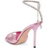 imageFSJ Women Crystal Chain Ankle Straps Heeled Sandals Square Open Toe Rhinestones Buckle Sexy Strappy Stiletto Evening Party Dress Shoes Size 415 USPink