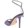 imageFSJ Women Crystal Chain Ankle Straps Heeled Sandals Square Open Toe Rhinestones Buckle Sexy Strappy Stiletto Evening Party Dress Shoes Size 415 USPurple Rhinestones