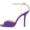 imageFSJ Women Crystal Chain Ankle Straps Heeled Sandals Square Open Toe Rhinestones Buckle Sexy Strappy Stiletto Evening Party Dress Shoes Size 415 USPurple