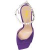 imageFSJ Women Crystal Chain Ankle Straps Heeled Sandals Square Open Toe Rhinestones Buckle Sexy Strappy Stiletto Evening Party Dress Shoes Size 415 USPurple