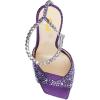 imageFSJ Women Crystal Chain Ankle Straps Heeled Sandals Square Open Toe Rhinestones Buckle Sexy Strappy Stiletto Evening Party Dress Shoes Size 415 USPurple Rhinestones