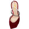 imageFSJ Women Crystal Chain Ankle Straps Heeled Sandals Square Open Toe Rhinestones Buckle Sexy Strappy Stiletto Evening Party Dress Shoes Size 415 USRed