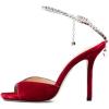 imageFSJ Women Crystal Chain Ankle Straps Heeled Sandals Square Open Toe Rhinestones Buckle Sexy Strappy Stiletto Evening Party Dress Shoes Size 415 USRed