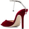 imageFSJ Women Crystal Chain Ankle Straps Heeled Sandals Square Open Toe Rhinestones Buckle Sexy Strappy Stiletto Evening Party Dress Shoes Size 415 USRed