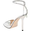 imageFSJ Women Crystal Chain Ankle Straps Heeled Sandals Square Open Toe Rhinestones Buckle Sexy Strappy Stiletto Evening Party Dress Shoes Size 415 USSilver