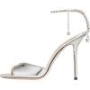 imageFSJ Women Crystal Chain Ankle Straps Heeled Sandals Square Open Toe Rhinestones Buckle Sexy Strappy Stiletto Evening Party Dress Shoes Size 415 USSilver