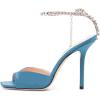 imageFSJ Women Crystal Chain Ankle Straps Heeled Sandals Square Open Toe Rhinestones Buckle Sexy Strappy Stiletto Evening Party Dress Shoes Size 415 USSky Blue