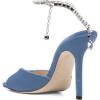 imageFSJ Women Crystal Chain Ankle Straps Heeled Sandals Square Open Toe Rhinestones Buckle Sexy Strappy Stiletto Evening Party Dress Shoes Size 415 USSteel Blue