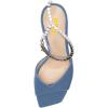 imageFSJ Women Crystal Chain Ankle Straps Heeled Sandals Square Open Toe Rhinestones Buckle Sexy Strappy Stiletto Evening Party Dress Shoes Size 415 USSteel Blue