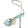 imageFSJ Women Crystal Chain Ankle Straps Heeled Sandals Square Open Toe Rhinestones Buckle Sexy Strappy Stiletto Evening Party Dress Shoes Size 415 USTurquoise Satin