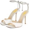 imageFSJ Women Crystal Chain Ankle Straps Heeled Sandals Square Open Toe Rhinestones Buckle Sexy Strappy Stiletto Evening Party Dress Shoes Size 415 USWhite
