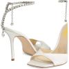 imageFSJ Women Crystal Chain Ankle Straps Heeled Sandals Square Open Toe Rhinestones Buckle Sexy Strappy Stiletto Evening Party Dress Shoes Size 415 USWhite
