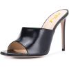 imageFSJ Women Fashion Mid High Heels Sandals Suede Slip on Open Toe Mules Sexy Summer Casual Slide Shoes Size 415 USBlack Matte