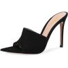 imageFSJ Women Fashion Mid High Heels Sandals Suede Slip on Open Toe Mules Sexy Summer Casual Slide Shoes Size 415 USBlack10 Cm