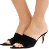 imageFSJ Women Fashion Mid High Heels Sandals Suede Slip on Open Toe Mules Sexy Summer Casual Slide Shoes Size 415 USBlack7 Cm