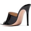 imageFSJ Women Fashion Mid High Heels Sandals Suede Slip on Open Toe Mules Sexy Summer Casual Slide Shoes Size 415 USBlackpatent