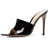 imageFSJ Women Fashion Mid High Heels Sandals Suede Slip on Open Toe Mules Sexy Summer Casual Slide Shoes Size 415 USBlackpatent