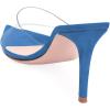 imageFSJ Women Fashion Mid High Heels Sandals Suede Slip on Open Toe Mules Sexy Summer Casual Slide Shoes Size 415 USBlue8 Cm