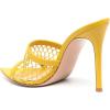 imageFSJ Women Fashion Mid High Heels Sandals Suede Slip on Open Toe Mules Sexy Summer Casual Slide Shoes Size 415 USBright Yellow