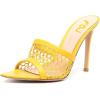 imageFSJ Women Fashion Mid High Heels Sandals Suede Slip on Open Toe Mules Sexy Summer Casual Slide Shoes Size 415 USBright Yellow