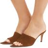imageFSJ Women Fashion Mid High Heels Sandals Suede Slip on Open Toe Mules Sexy Summer Casual Slide Shoes Size 415 USBrown7 Cm