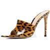 imageFSJ Women Fashion Mid High Heels Sandals Suede Slip on Open Toe Mules Sexy Summer Casual Slide Shoes Size 415 USBrownleopard