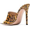 imageFSJ Women Fashion Mid High Heels Sandals Suede Slip on Open Toe Mules Sexy Summer Casual Slide Shoes Size 415 USBrownleopard
