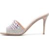 imageFSJ Women Fashion Mid High Heels Sandals Suede Slip on Open Toe Mules Sexy Summer Casual Slide Shoes Size 415 USChampagne
