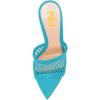 imageFSJ Women Fashion Mid High Heels Sandals Suede Slip on Open Toe Mules Sexy Summer Casual Slide Shoes Size 415 USCyan