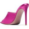 imageFSJ Women Fashion Mid High Heels Sandals Suede Slip on Open Toe Mules Sexy Summer Casual Slide Shoes Size 415 USFuchsia Satin