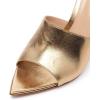 imageFSJ Women Fashion Mid High Heels Sandals Suede Slip on Open Toe Mules Sexy Summer Casual Slide Shoes Size 415 USGold10 Cm