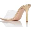 imageFSJ Women Fashion Mid High Heels Sandals Suede Slip on Open Toe Mules Sexy Summer Casual Slide Shoes Size 415 USGold8 Cm