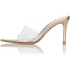 imageFSJ Women Fashion Mid High Heels Sandals Suede Slip on Open Toe Mules Sexy Summer Casual Slide Shoes Size 415 USGold8 Cm