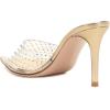imageFSJ Women Fashion Mid High Heels Sandals Suede Slip on Open Toe Mules Sexy Summer Casual Slide Shoes Size 415 USGoldrhinestones