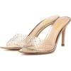 imageFSJ Women Fashion Mid High Heels Sandals Suede Slip on Open Toe Mules Sexy Summer Casual Slide Shoes Size 415 USGoldrhinestones