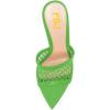 imageFSJ Women Fashion Mid High Heels Sandals Suede Slip on Open Toe Mules Sexy Summer Casual Slide Shoes Size 415 USGreen