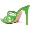 imageFSJ Women Fashion Mid High Heels Sandals Suede Slip on Open Toe Mules Sexy Summer Casual Slide Shoes Size 415 USGreen
