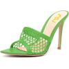 imageFSJ Women Fashion Mid High Heels Sandals Suede Slip on Open Toe Mules Sexy Summer Casual Slide Shoes Size 415 USGreen