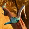 imageFSJ Women Fashion Mid High Heels Sandals Suede Slip on Open Toe Mules Sexy Summer Casual Slide Shoes Size 415 USGreen Gradient