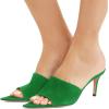 imageFSJ Women Fashion Mid High Heels Sandals Suede Slip on Open Toe Mules Sexy Summer Casual Slide Shoes Size 415 USGreen7 Cm