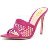 imageFSJ Women Fashion Mid High Heels Sandals Suede Slip on Open Toe Mules Sexy Summer Casual Slide Shoes Size 415 USHot Pink
