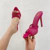 imageFSJ Women Fashion Mid High Heels Sandals Suede Slip on Open Toe Mules Sexy Summer Casual Slide Shoes Size 415 USHot Pink