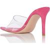 imageFSJ Women Fashion Mid High Heels Sandals Suede Slip on Open Toe Mules Sexy Summer Casual Slide Shoes Size 415 USHot Pink8 Cm