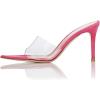 imageFSJ Women Fashion Mid High Heels Sandals Suede Slip on Open Toe Mules Sexy Summer Casual Slide Shoes Size 415 USHot Pink8 Cm