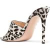 imageFSJ Women Fashion Mid High Heels Sandals Suede Slip on Open Toe Mules Sexy Summer Casual Slide Shoes Size 415 USLeopard Suede