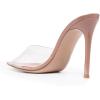 imageFSJ Women Fashion Mid High Heels Sandals Suede Slip on Open Toe Mules Sexy Summer Casual Slide Shoes Size 415 USNude Pink