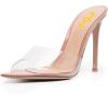 imageFSJ Women Fashion Mid High Heels Sandals Suede Slip on Open Toe Mules Sexy Summer Casual Slide Shoes Size 415 USNude Pink