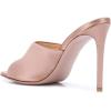 imageFSJ Women Fashion Mid High Heels Sandals Suede Slip on Open Toe Mules Sexy Summer Casual Slide Shoes Size 415 USNude Satin